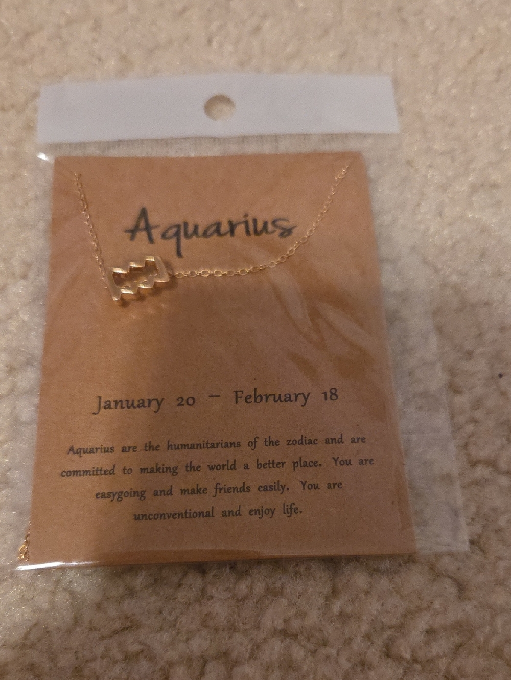 Aquarius Gold Zodiac Pendant Necklace